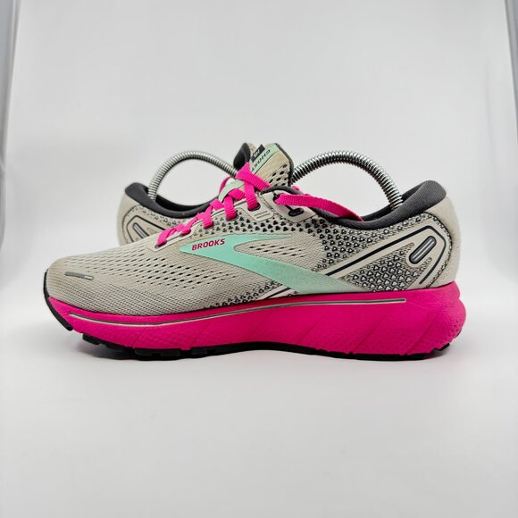 Brooks Ghost 14 Shoes Women Size 8 Gray/Pink Running Sneakers 120356-1B-024 - Picture 5 of 11